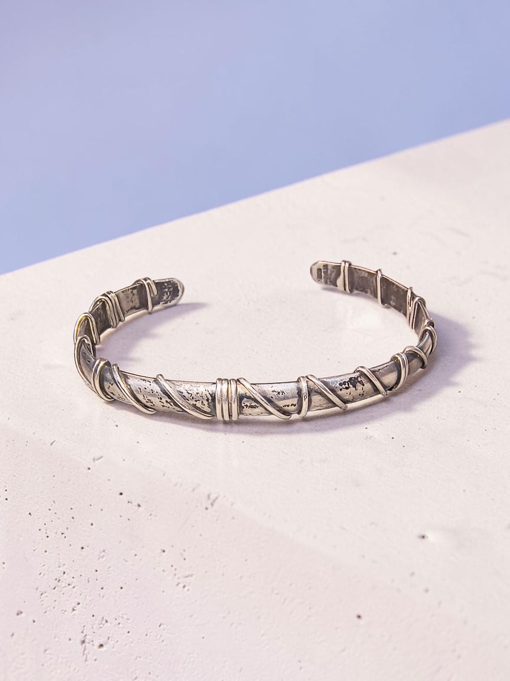 Designer Jill O'Reilly Sterling Silver Wrapped Cuff Bracelet